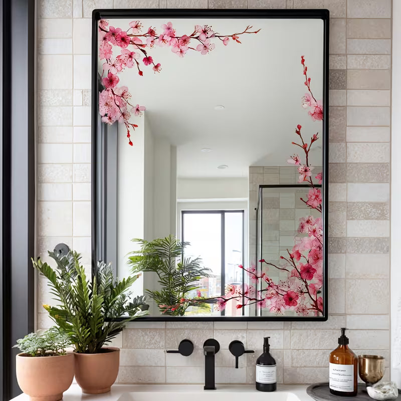 1pc Cherry Blossom Window Cling Film Suitable for Glass Doors, Mirrors, Shower Enclosures