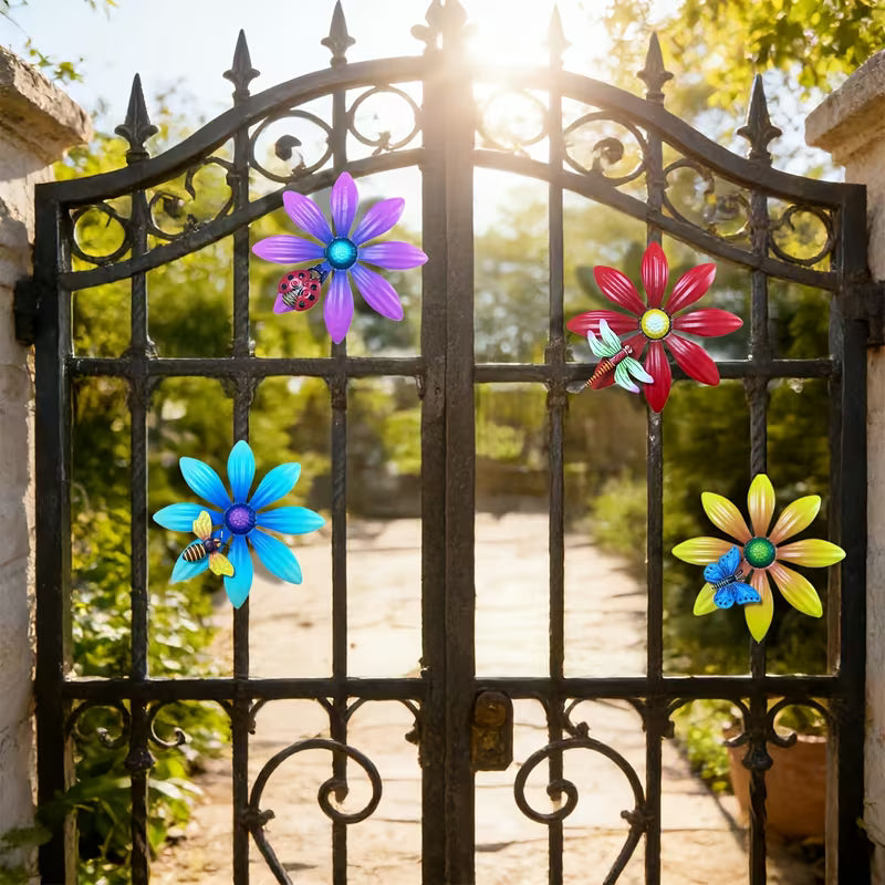4pcs 4pcs Metal Daisy Wall Decor Set, Metal