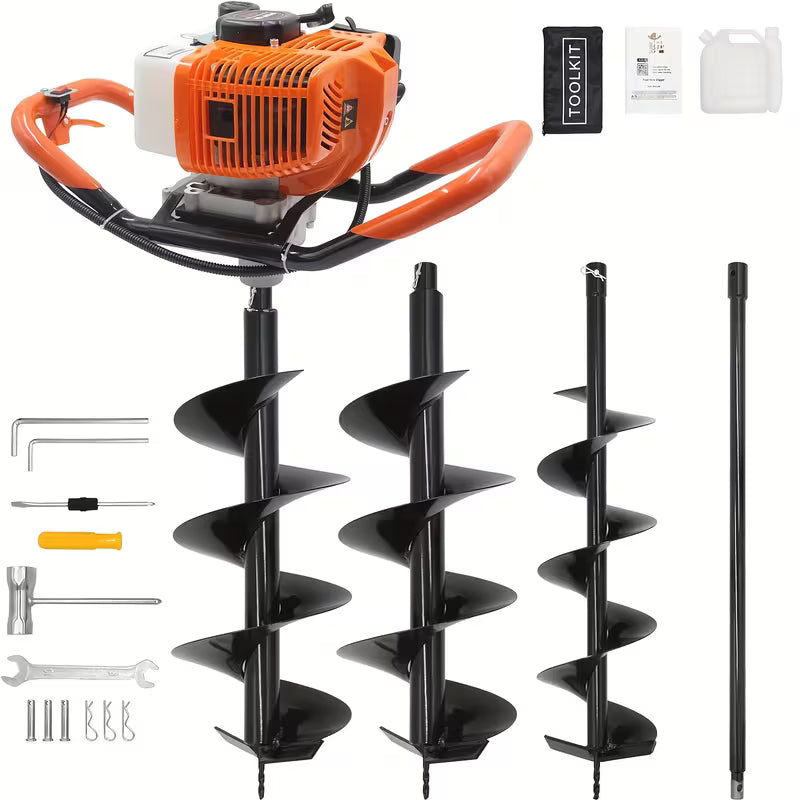62CC Auger Post Hole Digger, a Gas-Powered Earth, Orange