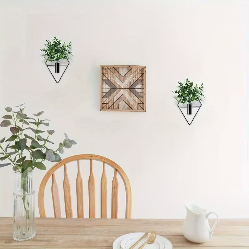 Diamond Shape Hanging Planters Metal Vase Indoor Set, Metal