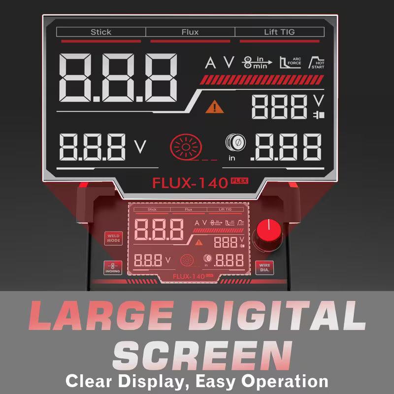 110V 140Amp Gasless MIG Welder, Flux Core MIG & Stick Welding Machine with Digital Display