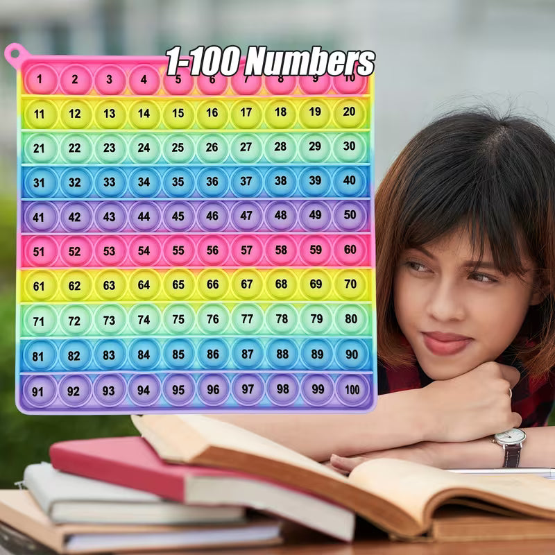 1-100 Numbers Math Games Fidget Toy Quick Push Bubble Board Educational