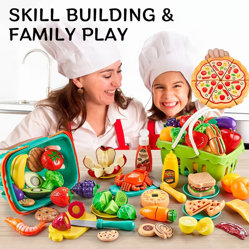 85-Piece Pretend Play Food Sets for Kids Kitchen