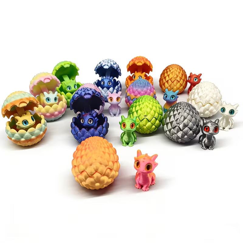 16-Piece Multicolor Gradient Decorative Dragon Eggs + Cute Dragon