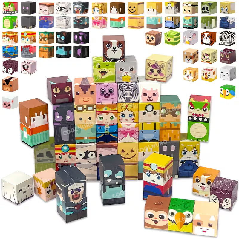 Magnetic Building Blocks with Animal and Human Themes