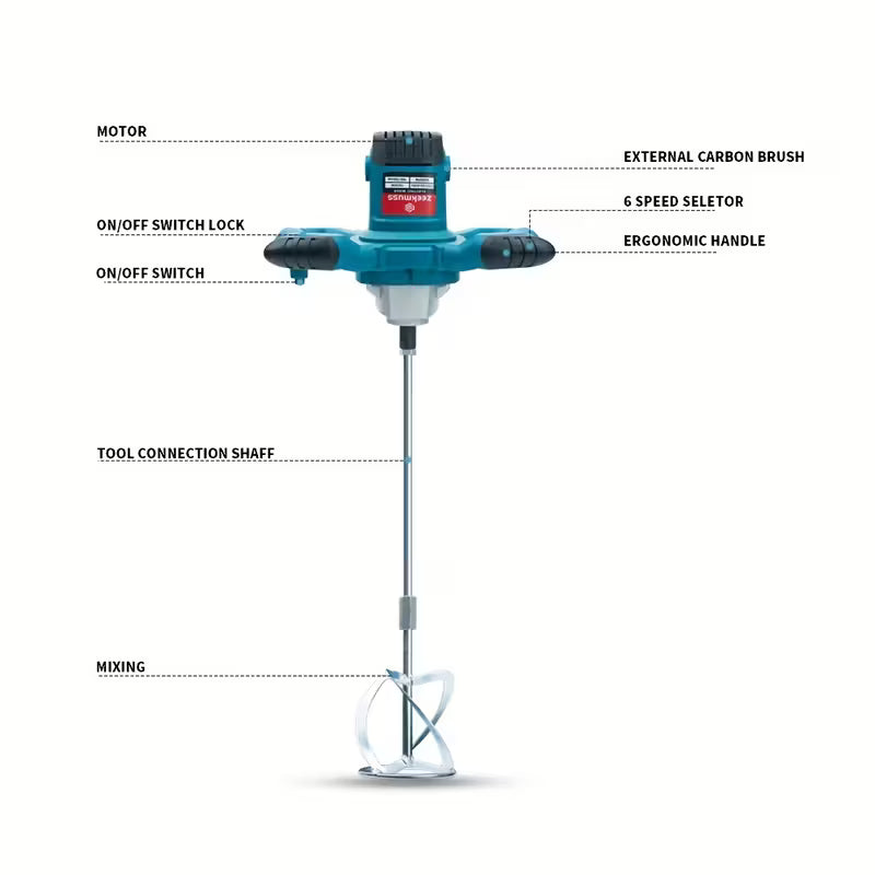 2100W Electric Handheld Cement Mixer with 6 Adjustable Speeds Up to 800 RPM, Ideal for Mixing Paint