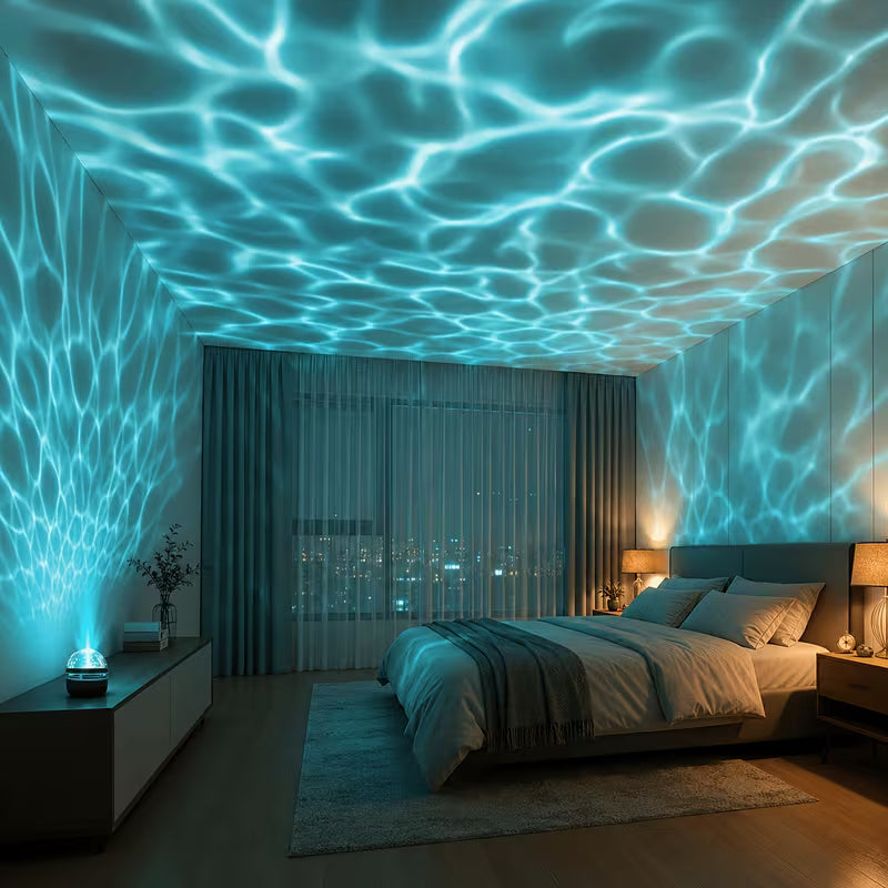 YETHKE USB-Powered Wave Ambient LED Lamp with Remote - 7-Color RGB, Dimmable Suitable for Bedroom