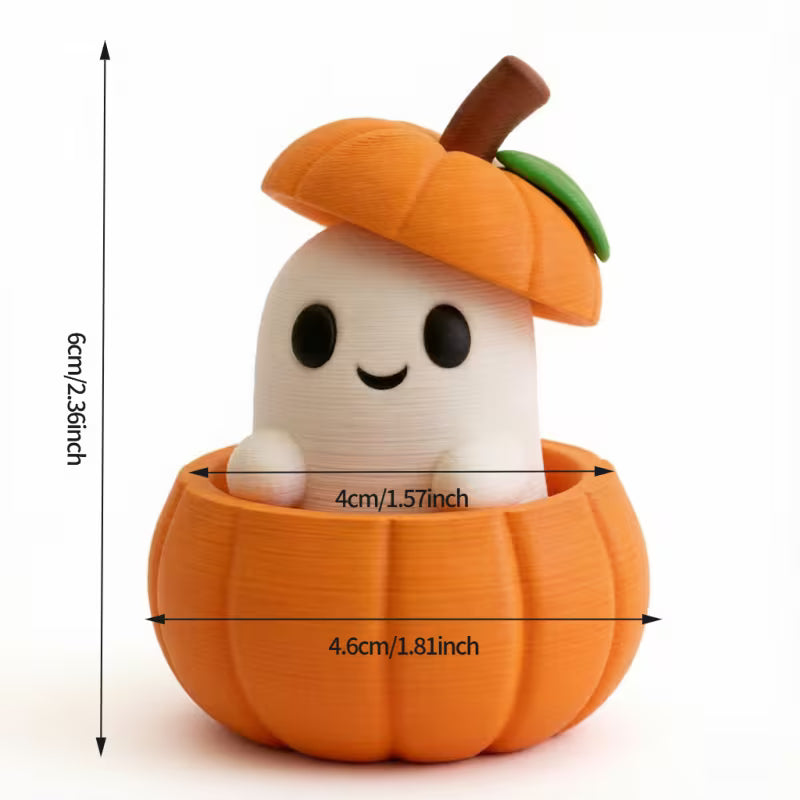 Set Includes a Pumpkin Base, Ghost, And Hat-Creative 3D-Printed Halloween Pumpkin Spirit