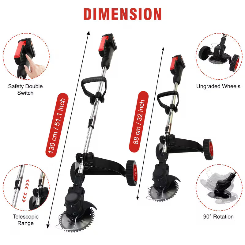 Electric Lawn Mower for Home Use with 2 High-capacity Lithium Batteries And 3 Types Of Blades