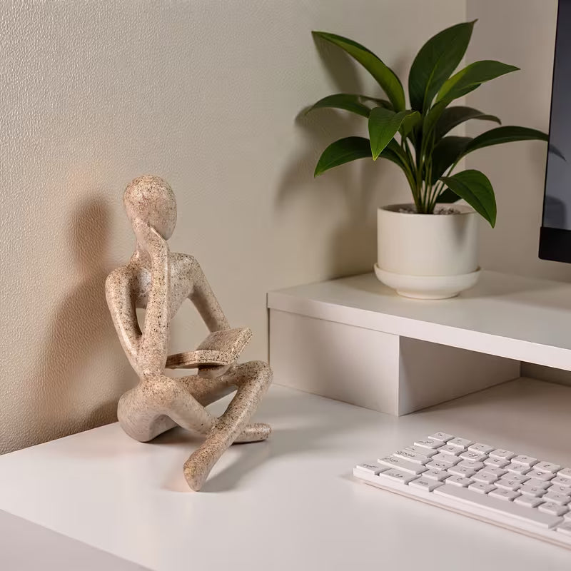 1pc a Stylish Sandstone Resin Figure for Reading - a Versatile Decoration for Both Indoor