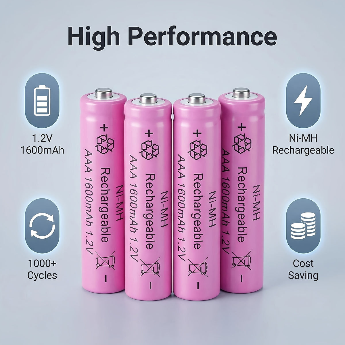 4/8/16-Piece 1600mAh AAA Batteries 1.2V Rechargeable Batteries 3A