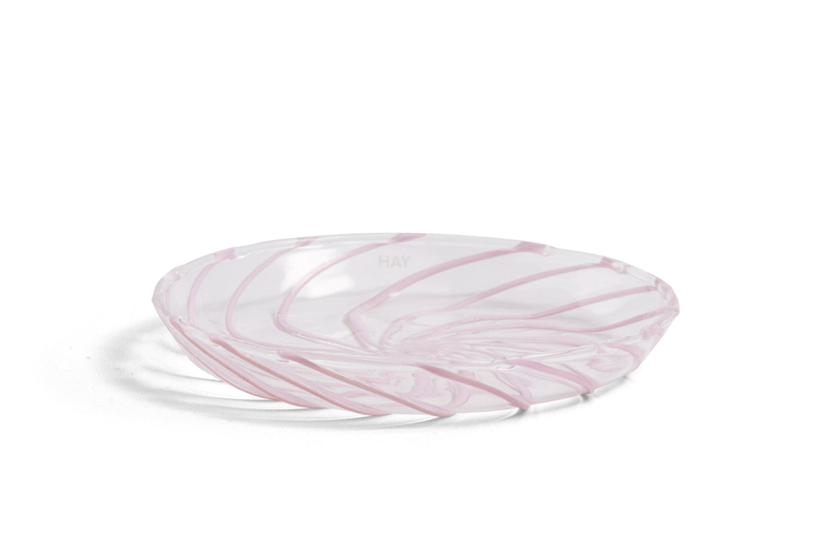 HAY Spin Saucer, Set of 2 (Clear/Pink Stripe)