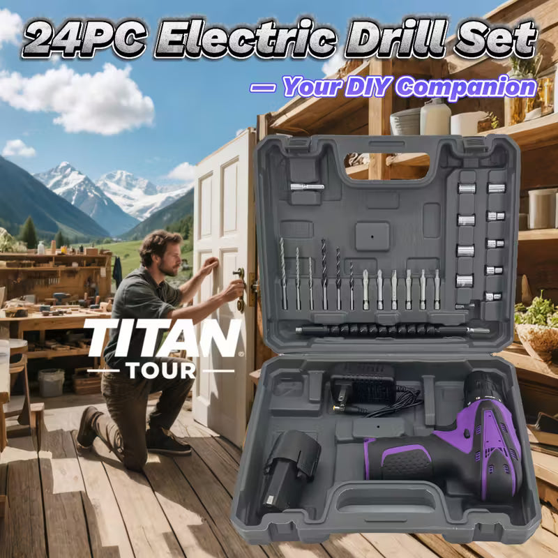21V Cordless Impact Wrench Wireless Drill Kit (purple Or Pink), Brushless Electric Drill