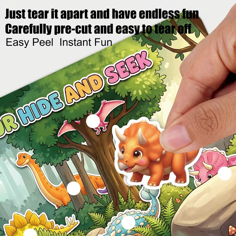Dinosaur Quiet Book with Pre-cut Stickers Suitable for Little Hands