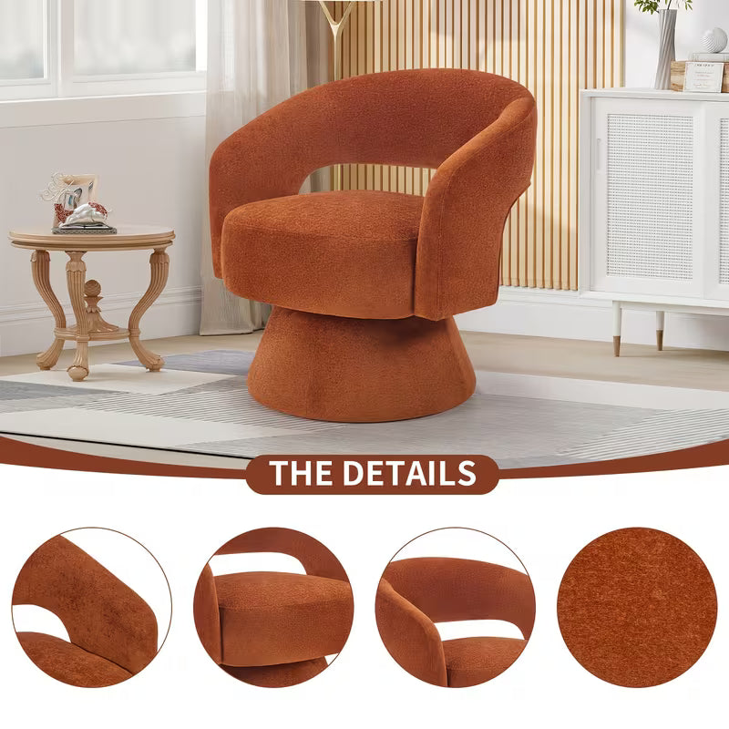 360 Degree Swivel Barrel Chair Modern Velvet Accent Chair Comfy Round Armchair Swivel Accent