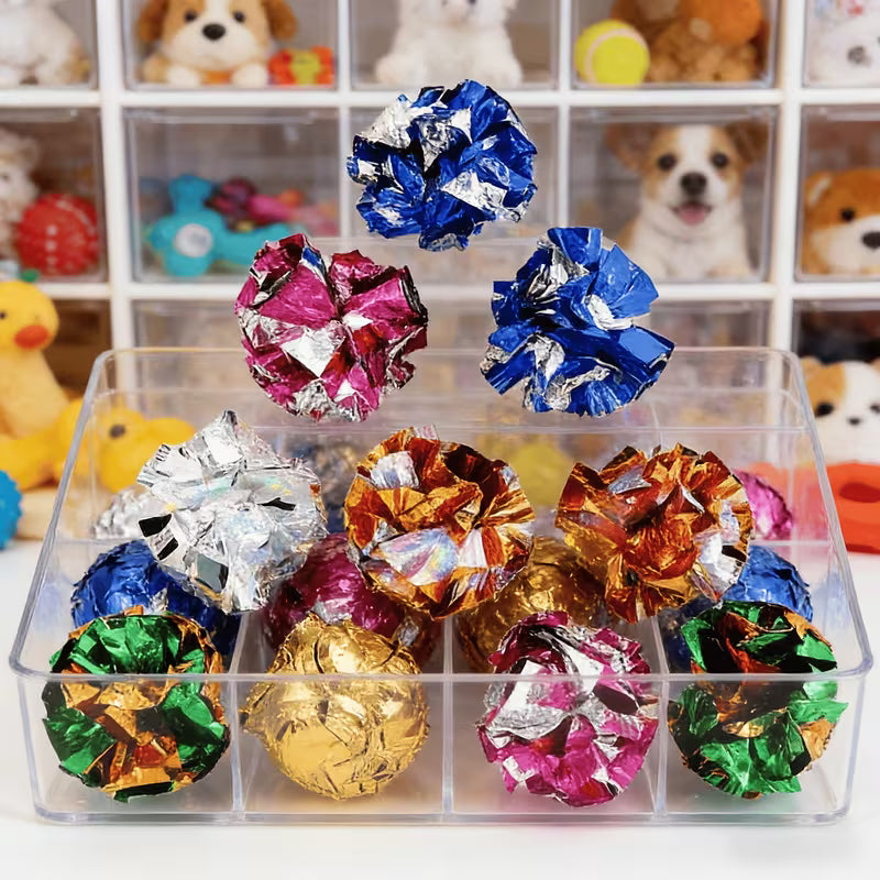 Colorful Cat Crinkle Balls- Lightweight and Durable Chase Toys Set, Random Color