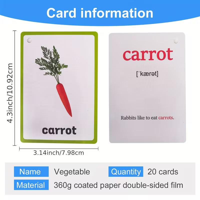 20 Vegetable Flashcards for Kids