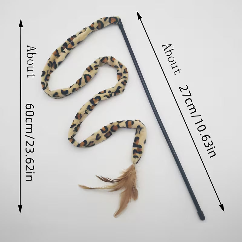 Leopard Print Cat Teaser Wand Polyester
