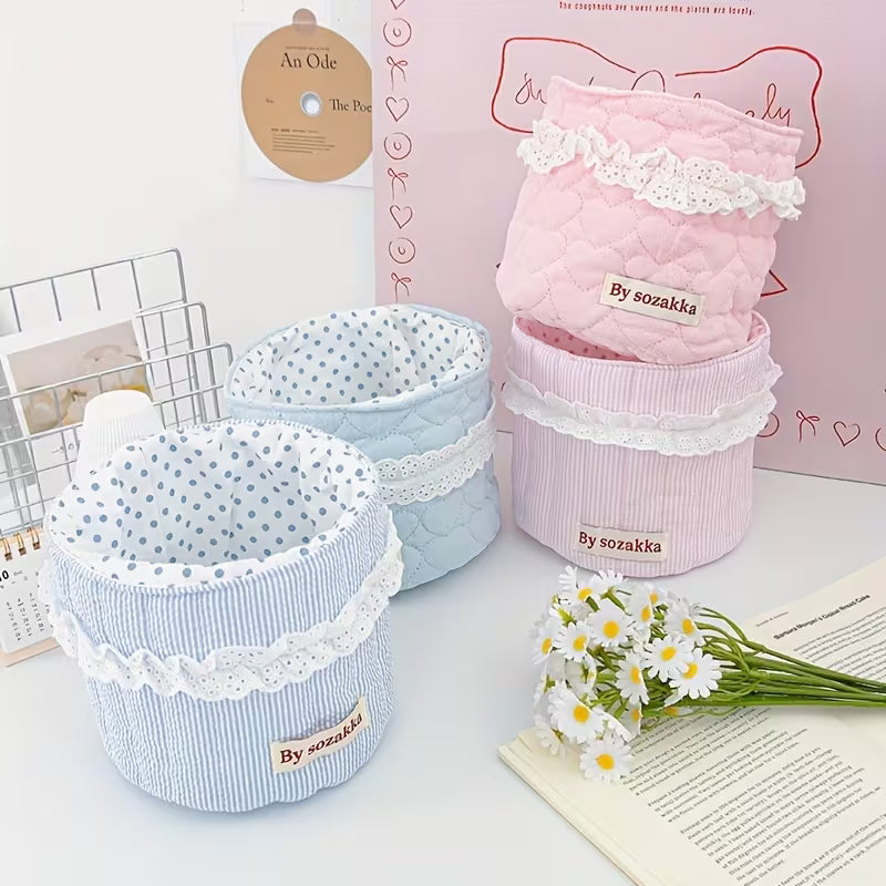 Sweet Desktop Storage Basket and Bin, Striped