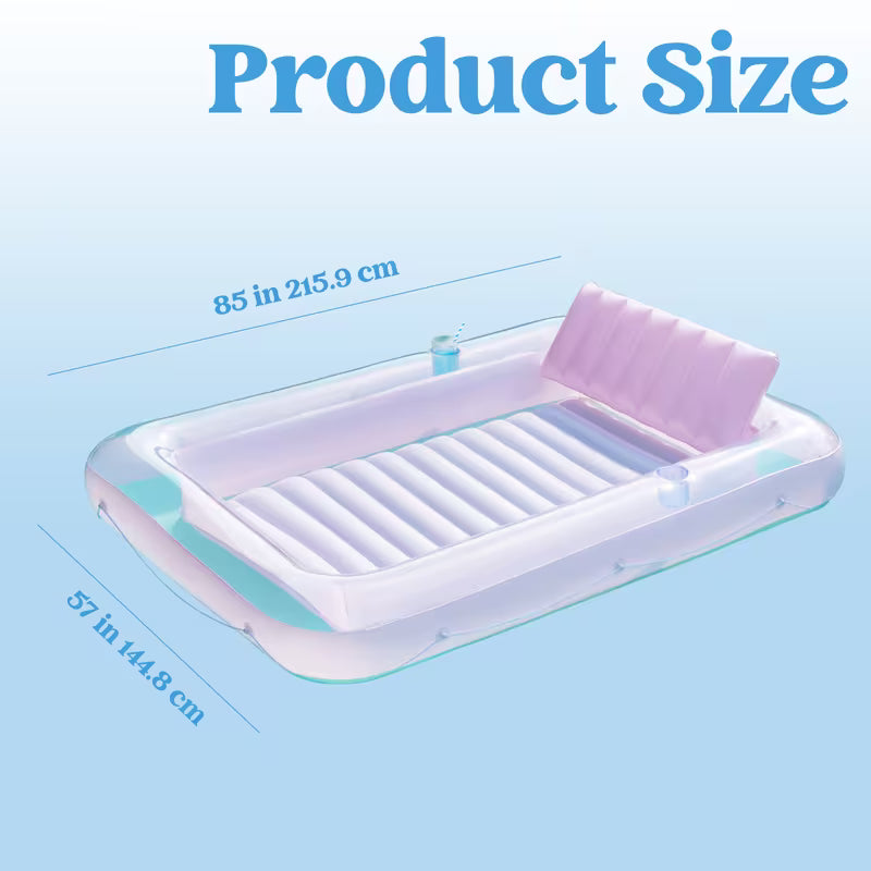 JOYIN 85" X 57" Inflatable Tanning Pool Cyan Pink