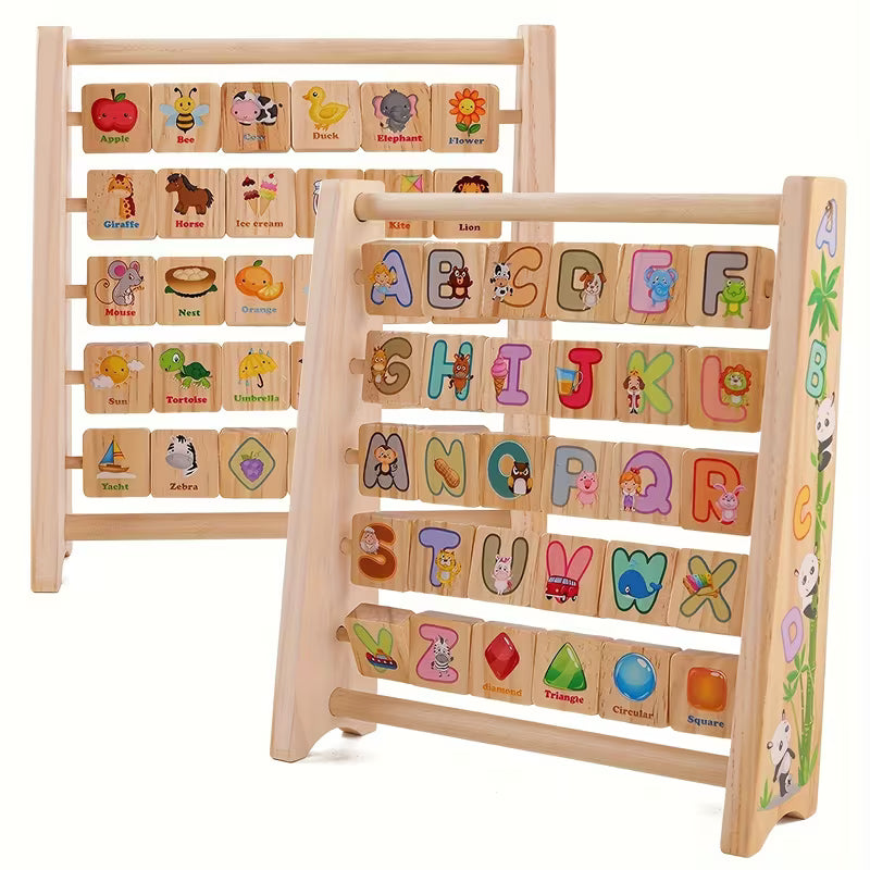 Wooden Flip Flop Alphabet Blocks & Abacus Toy
