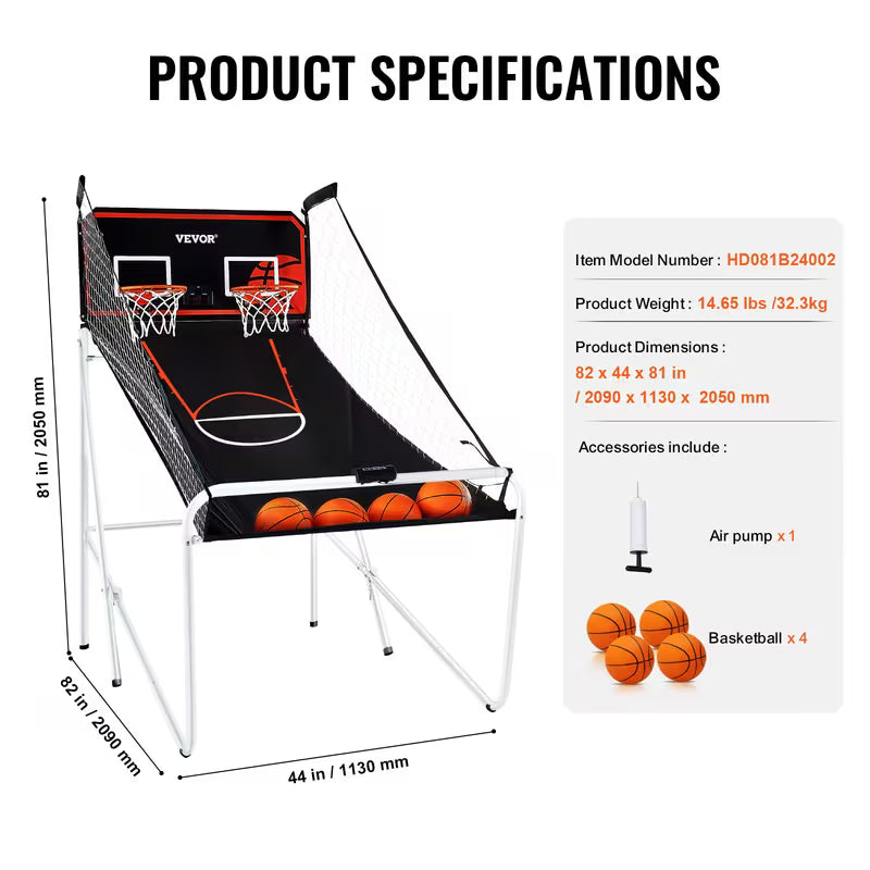 VEVOR Foldable Basketball Arcade Game
