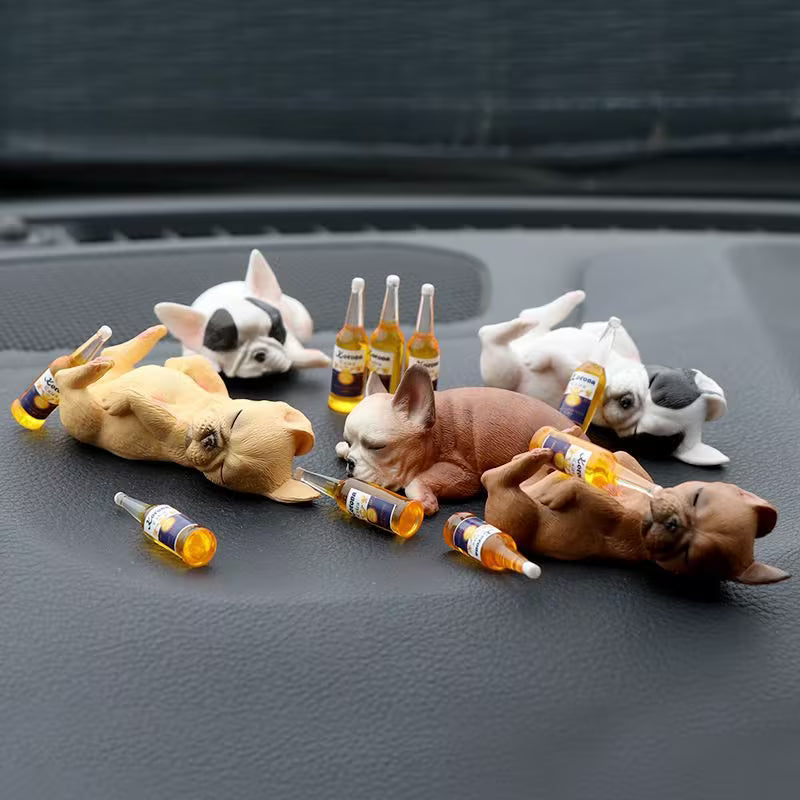 1 Set of Funny and Cute Drunk Puppy Figurines