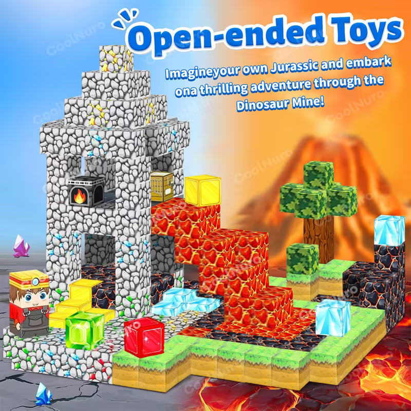 68/100/150-Piece Magnetic Building Blocks Adventure Theme Cube Set
