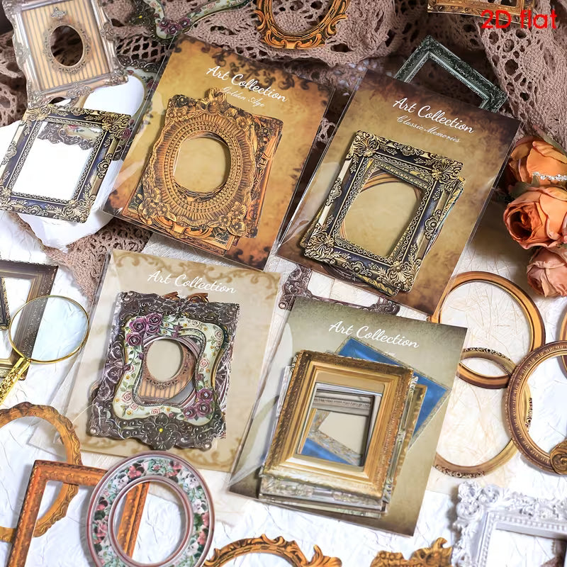 Frame Sticker Pack 2D Flat Vintage Sticker Cutout Frame Decor Set