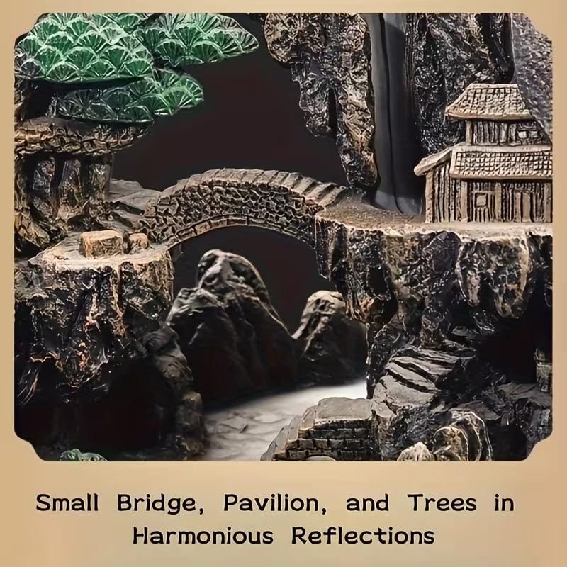 Ethereal Mountain Stream Pavilion Incense Holder - Backflow Waterfall Decor for Home