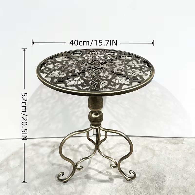 American Vintage Distressed Wrought Iron Side Table, Balcony Table, Vintage Round Small Tea Table
