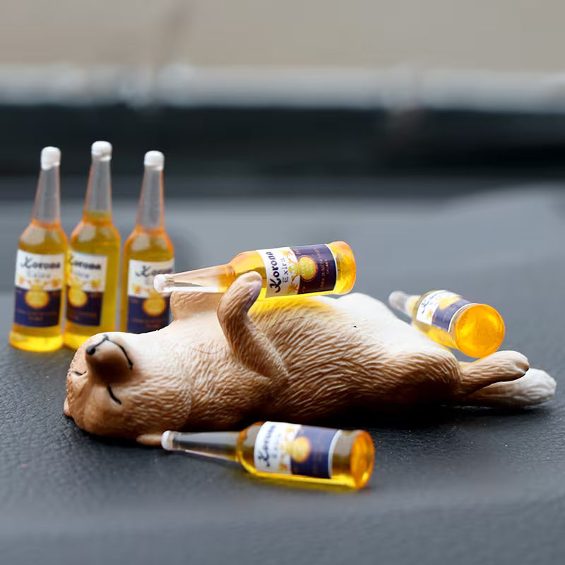 1 Set of Funny and Cute Drunk Puppy Figurines