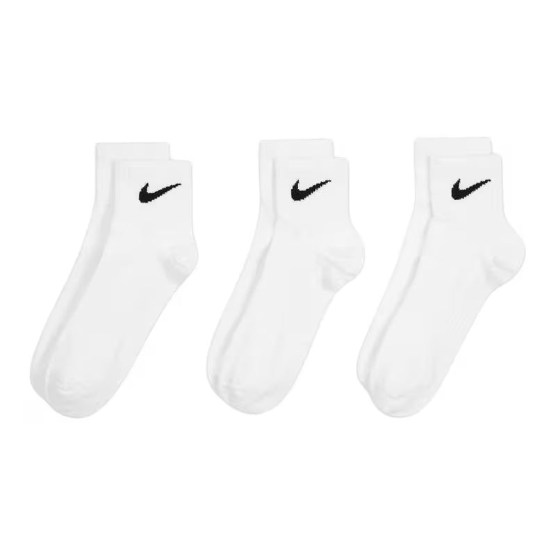 Nike White Short Socks 3-Pack Breathable Casual Sport Unisex, White