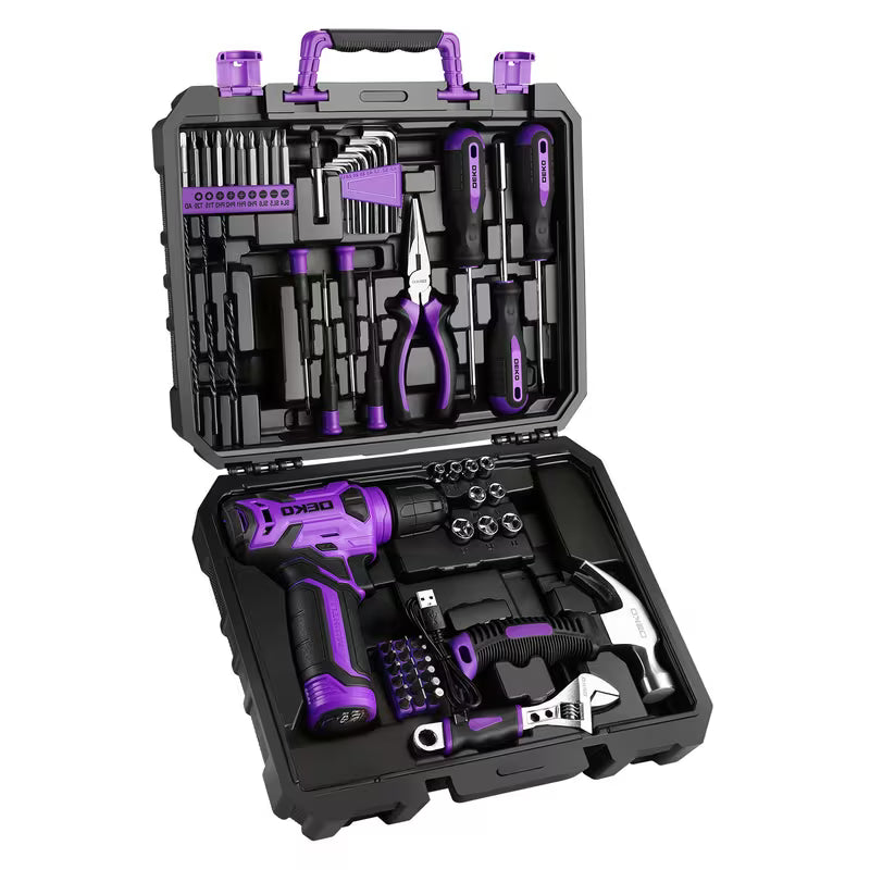 119/151PCS Power Tool Box Set With 8V/12V Cordless Drill/Driver, Hammer, Wrench, Screwdriver
