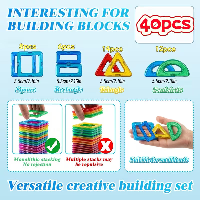 40/80/100-Piece Magnetic Building Blocks