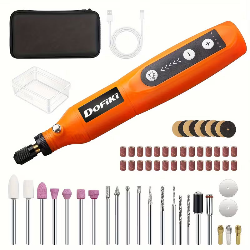 Dofiki Mini Wireless Rotary Tool Kit, 5-speed with USB Charging, Comes with 61 Accessories