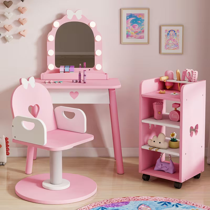 Kids Vanity Set with Light and Barber Chair