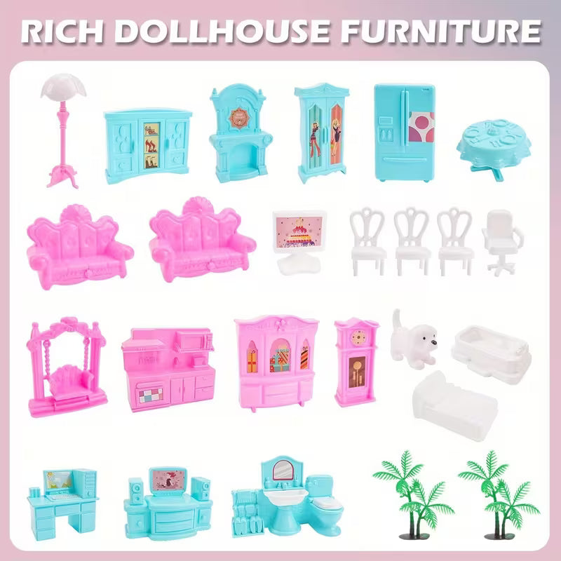 Pink Blue Villa Playset for Boys and Girls