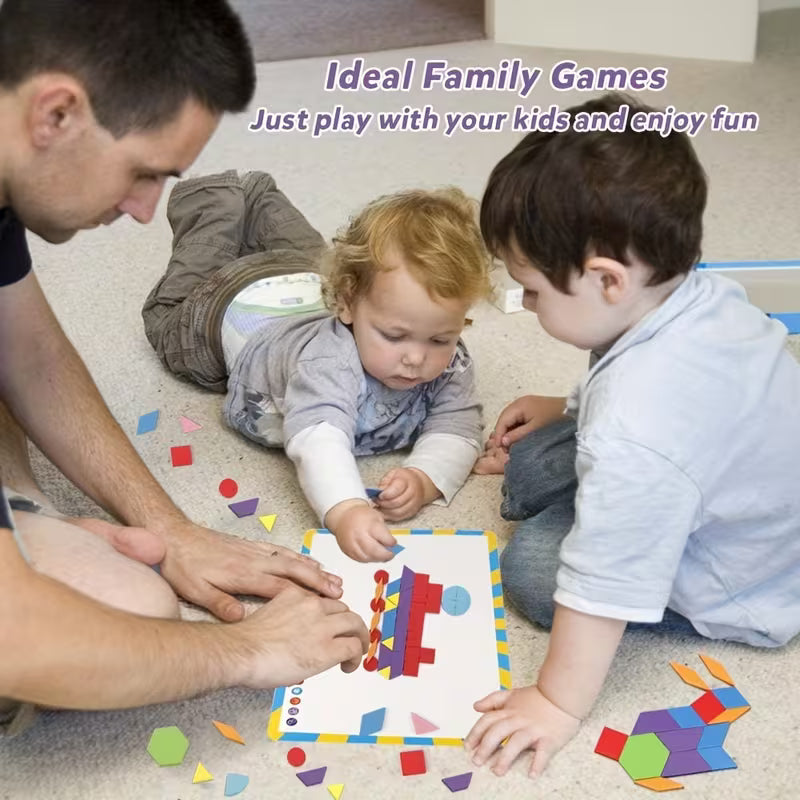 216-Piece Magnetic Pattern Blocks Set Complete with 298 Pattern Book