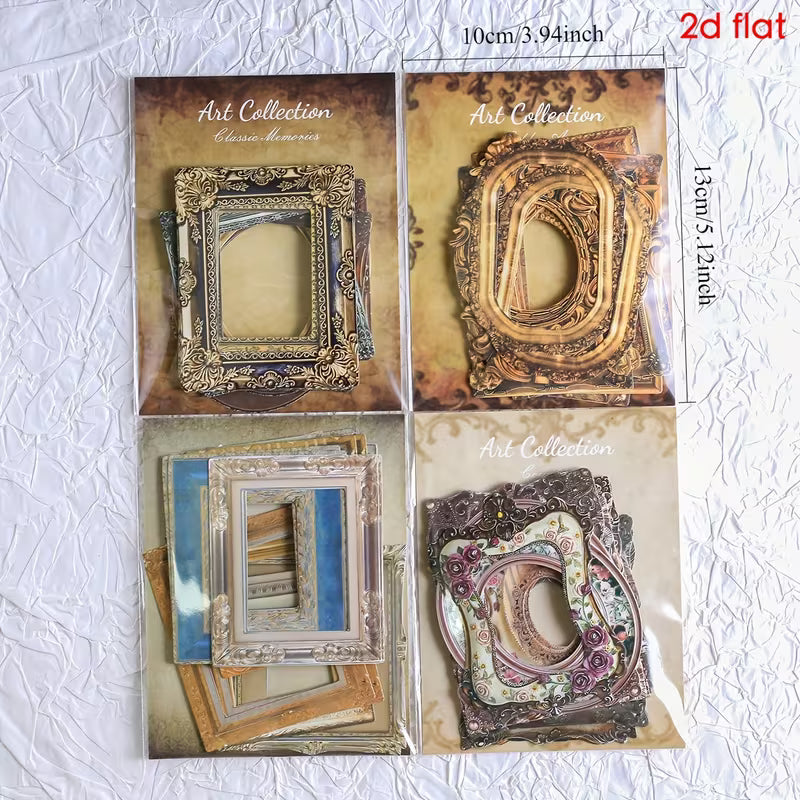 80pcs Frame Sticker Pack 2D Flat Vintage Sticker Cutout Frame Decor Sticker Junk Journal Supplies