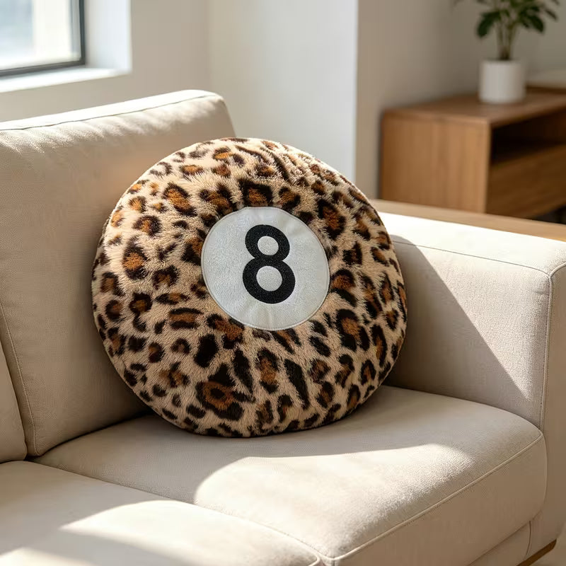 1pc Retro Leopard Print Size 8 Round Plush Pillow, Sofa Decorative Cushion, Individual Digital