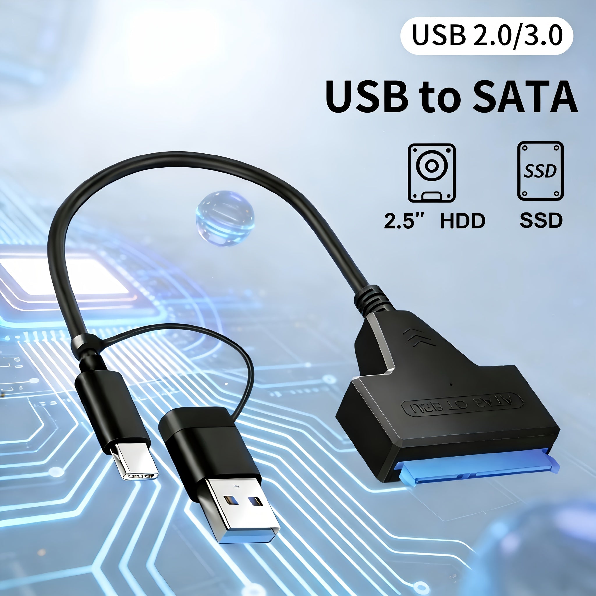 Universal SATA to USB3.0/Type-C Adapter Cable, 6Gbps