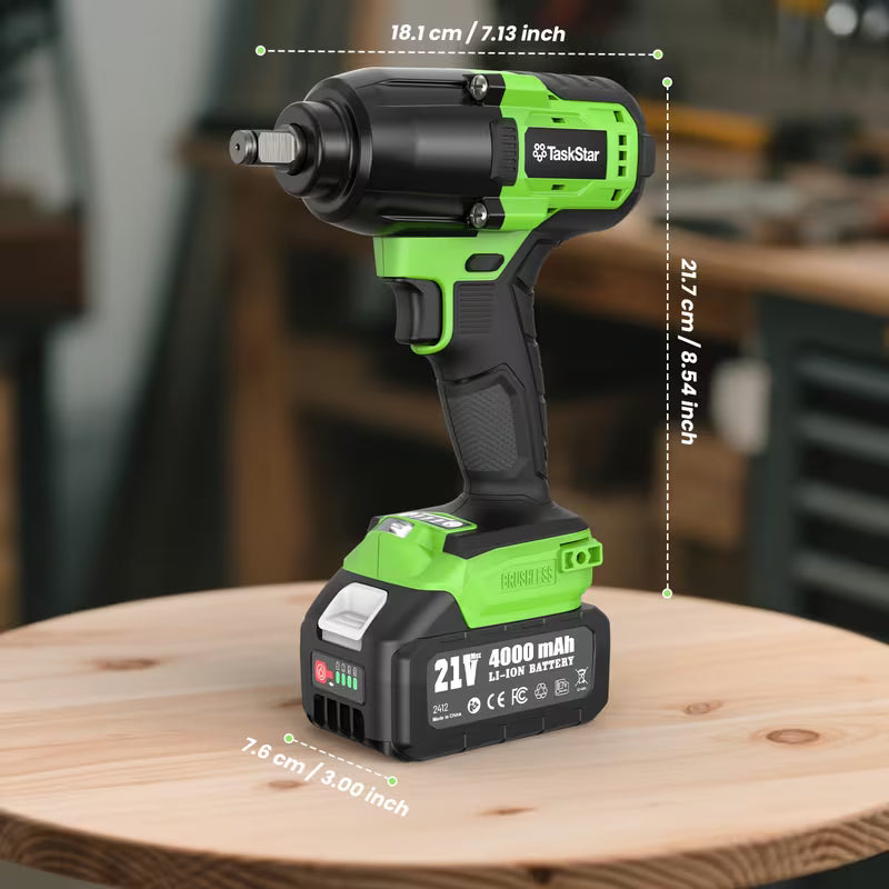 Taskstar 1000N.M (738Ft-Lbs) Cordless Impact Wrench with High Torque