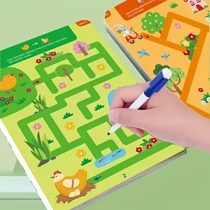30 Pages Children's Maze Workbook with 2 Pens