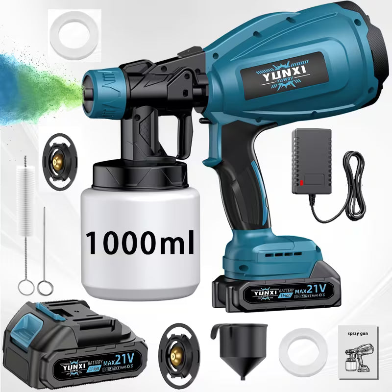 33.81oz Cordless Spray Gun Featuring A 1500mAh Rechargeable Battery, 4 Nozzles