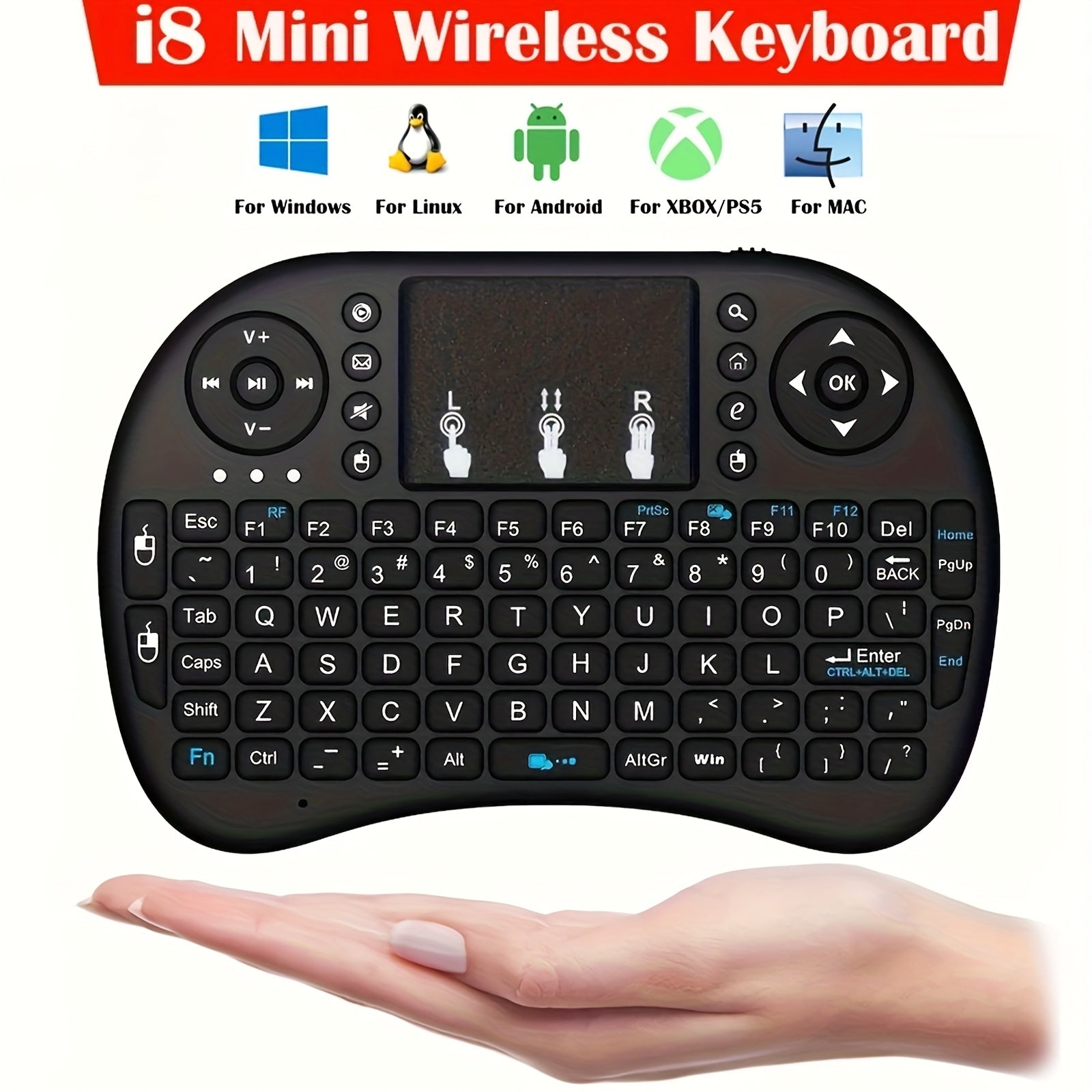 2.4G Mini Wireless Keyboard - Ultra Slim Compact Design, 10m, Black