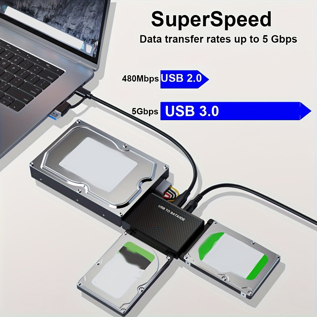 Hard Drive Reader, IDE SATA to USB 3.0 Connector, USB