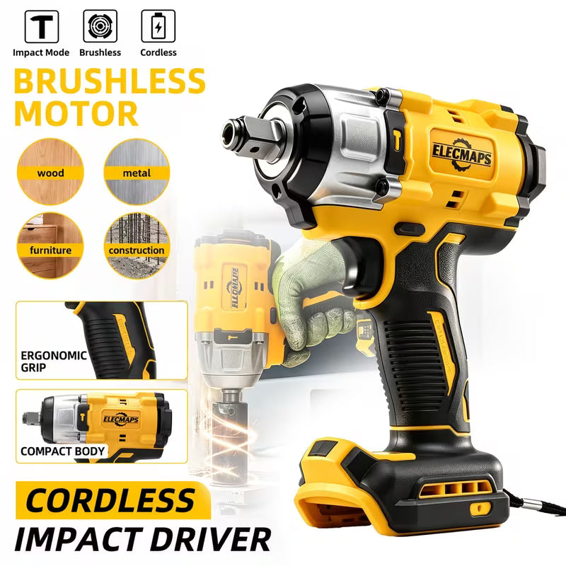 1/2-inch Cordless Impact Wrench, 317ft-lbs 430N.m Brushless Power Drive, 3600RPM High Torque