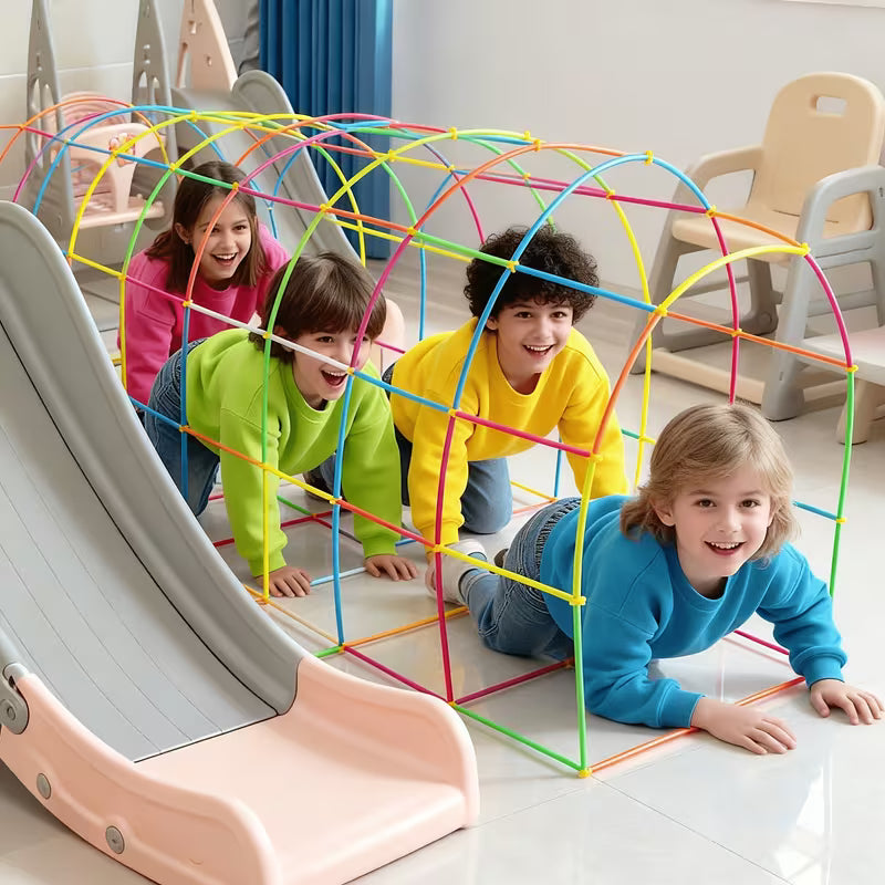 60-Piece Children's Soft Straw Water Pipe Interlocking Building Blocks