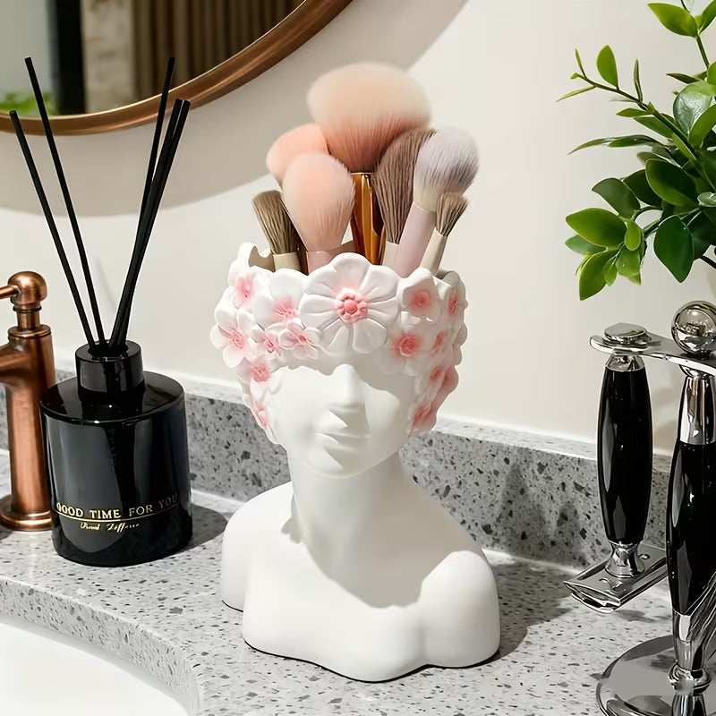 1pc Luxury Modern Creative Face Organizer with Floral Embellishment - Ideal for Makeup
